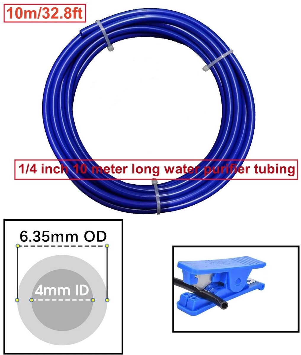Dailygoods- Koelkastslang 10 meter - Voedselveilige Slang - Waterfilter Slang - Lekvrij - Push-Fit Technologie - Blauwe Slangsnijder - Waterslang