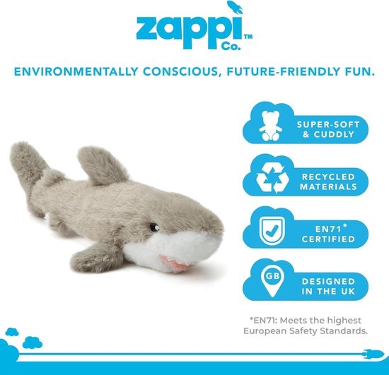Ultra Zacht Haai Knuffelspeelgoed - 100% Gerecycled, Milieuvriendelijk, Kraamcadeau, Levensecht 29 cm van Merkloos — afbeelding 3