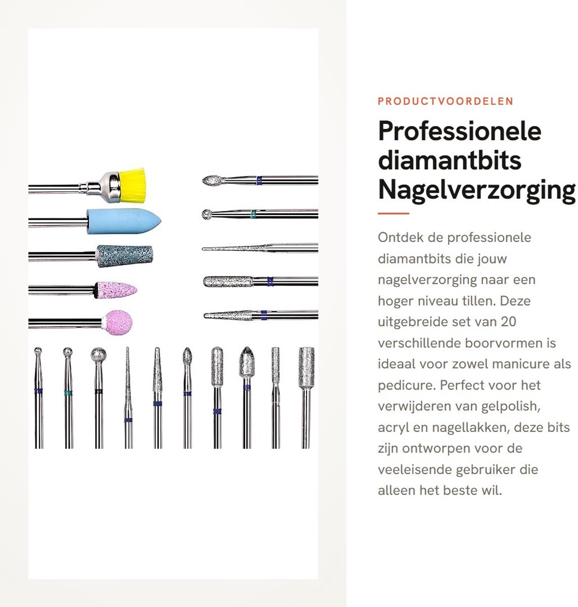 Dailygoods - Professionele diamantbits - Nagelverzorging - Voor manicure en pedicure - 20 stuks - Verwijder gel en acryl - Geschikt voor alle nagels