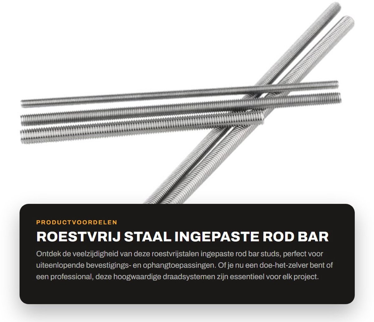 Dailygoods- Rod Bar Studs M4x30mm - Roestvrij Staal - 20 Stuks - Duurzaam - Slijtvast - Corrosiebestendig - Draadstang