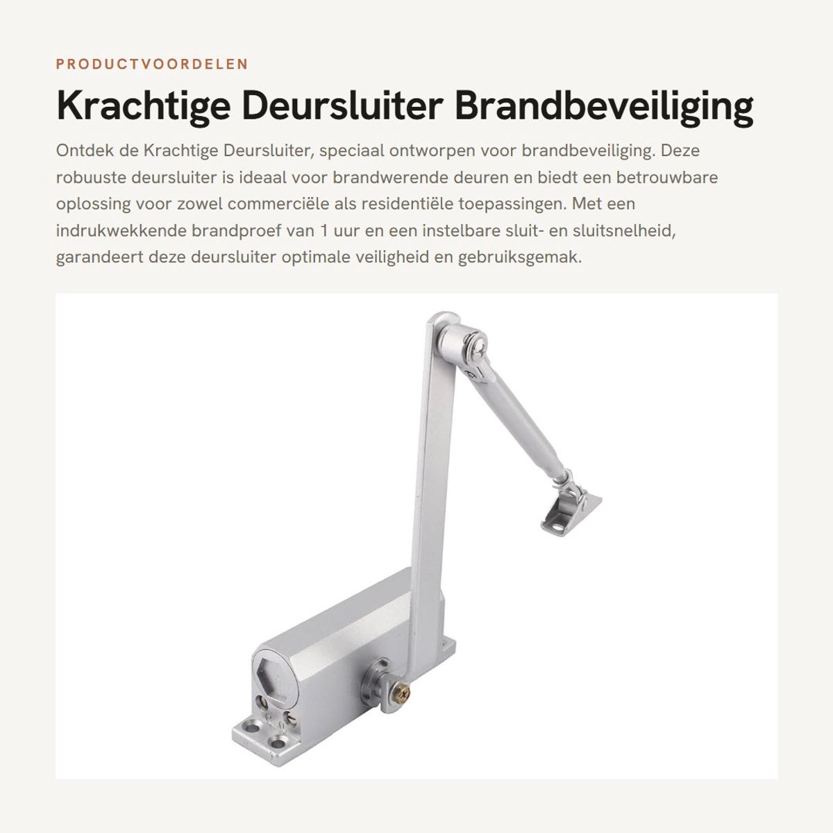 Dailygoods- Deursluiter Krachtig - Deurveer - Deurdranger - Brandbeveiliging - Instelbare Sluitsnelheid - Geschikt voor Deurgewicht 25-45 kg - Deursluitmechanisme