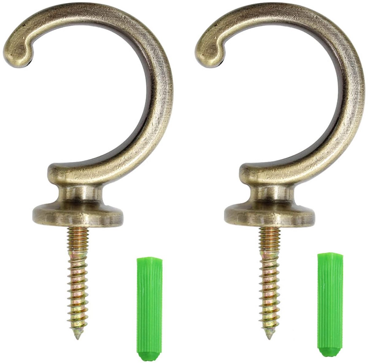 Dailygoods- Sierhaken 2 Stuks - Decoratieve Gordijnhouders - Vintage Haken - Wandplafondschroeven - Zinklegering - Antislip Spanbuis - Gordijnhaak