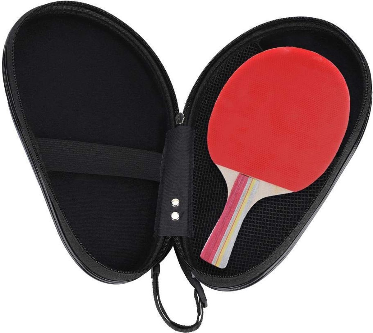 Dailygoods- Tafeltennis Bat Case Waterdicht - PU Hoes - Antislipvoering - Polsband - Schokbestendig - Voor Twee Rackets - Pingpong Tas
