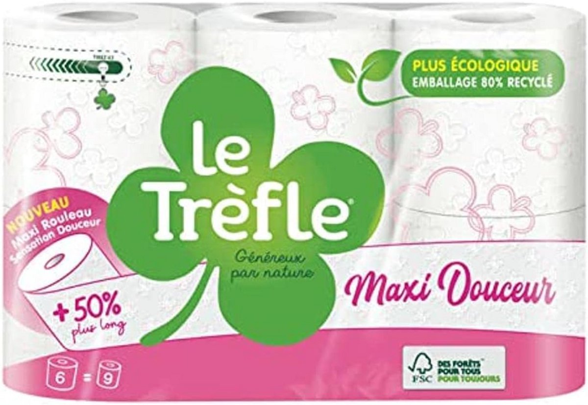 Toiletpapier Maxi Soft - Zacht papier - Dagelijks gebruik - Extra lange rollen - 6 is 9 rollen - Wit