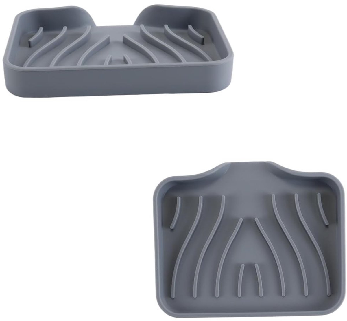 Dailygoods- Zeepbakje met afvoer - Siliconen - Set van 2 - Draagbaar - Voor badkamer/keuken - Afmetingen 12 x 10 x 1,7 cm - Zeepdispenser