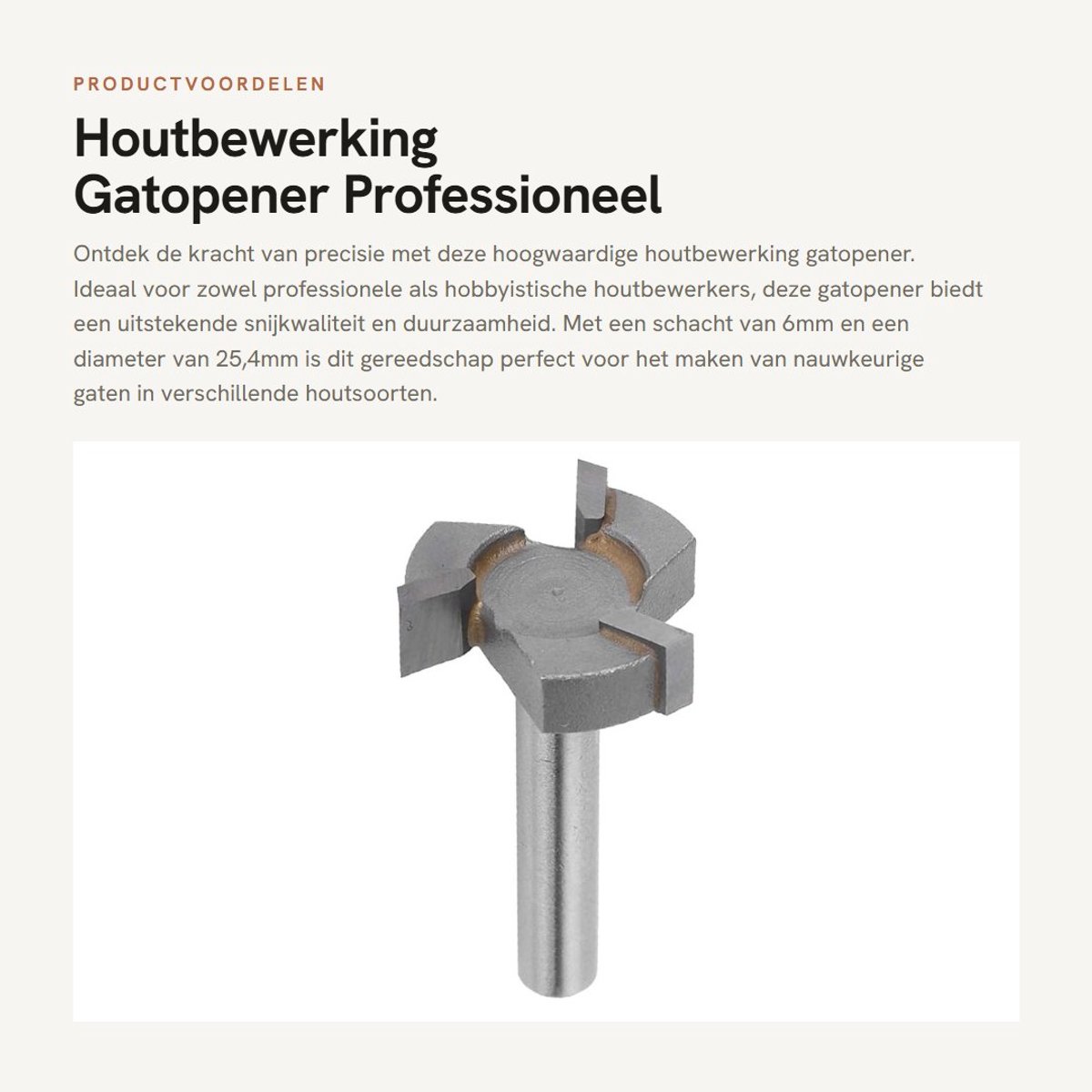 Dailygoods- Gatopener Professioneel Snijgereedschap - 6mm Schacht - 25,4mm Diameter - 3 Fluiten - Koolstofstaal - YG6-le Meskop - Boor