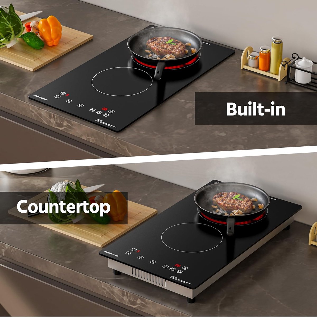 Keramische Kookplaat - Inbouwfornuis - Thuis Koken - 9 Vermogensstanden - 52 x 29 cm - Zwart