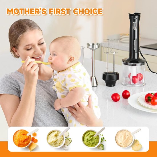 Handzame Staafmixer - Keuken Blender - Maaltijden Bereiden - 6 Snelheden - 500 ml - Zwart — afbeelding 2