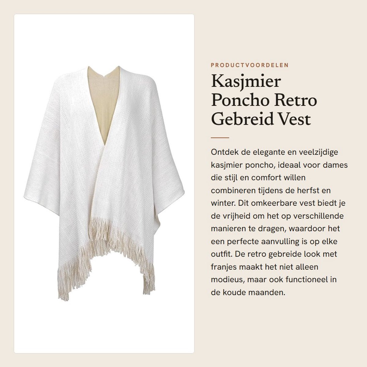 Dailygoods- Poncho Dames Omslagdoek - Omkeerbaar - Retro Gebreid - Vleermuismouwen - Met Franjes - One Size - Deken