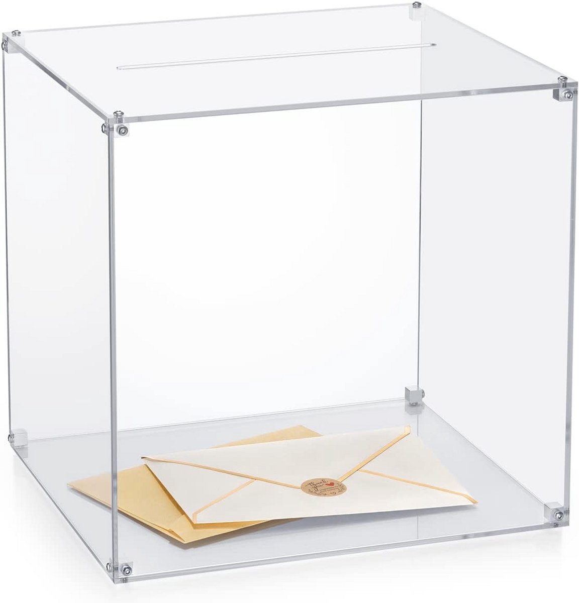 Acryl Kaart Box - Gepersonaliseerde Houder - Feestelijke Decoratie - Zelf Ontwerpbaar - 100+ Kaarten Capaciteit - Transparant