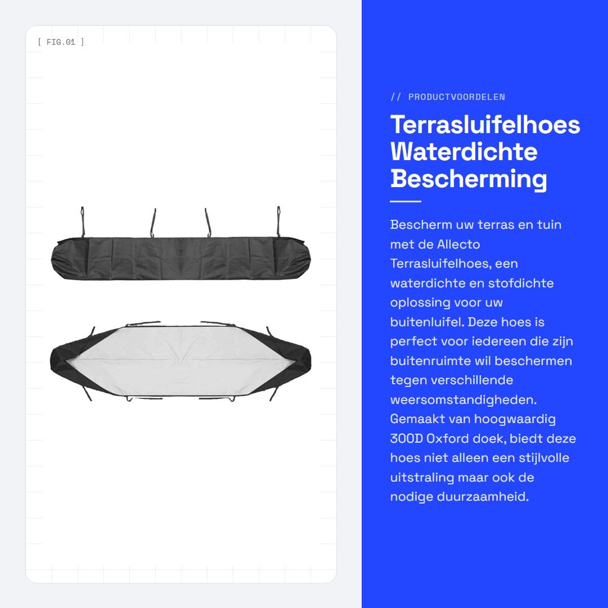 Dailygoods- Terrasluifelhoes Waterdicht - Vervangende Luifelhoes - Stofdichte Luifel - Opbergtas met Koord - Tuin/Terras - Materiaal 300D Oxford