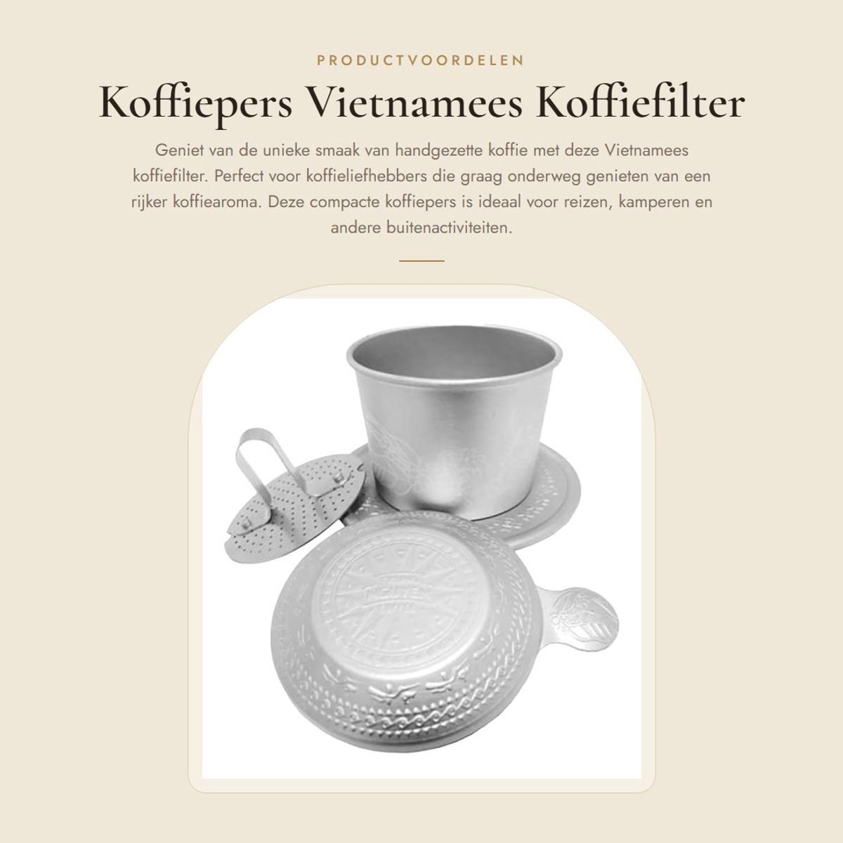 Dailygoods- Koffiepers Handmatig - Vietnamees Koffiefilter - Aluminium Filterbeker - Compact voor Reizen - Gezondere Koffie - Rijker Aroma