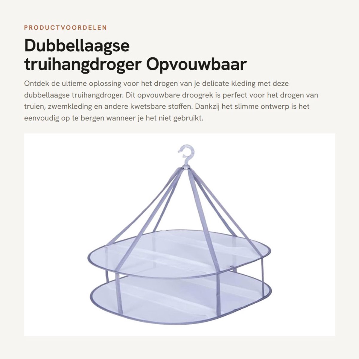 Dailygoods- Truihangdroger Dubbellaags - Opvouwbaar Droogrek - Kledinghanger - Winddichte Haak - Polyester - Gegalvaniseerd Staaldraad
