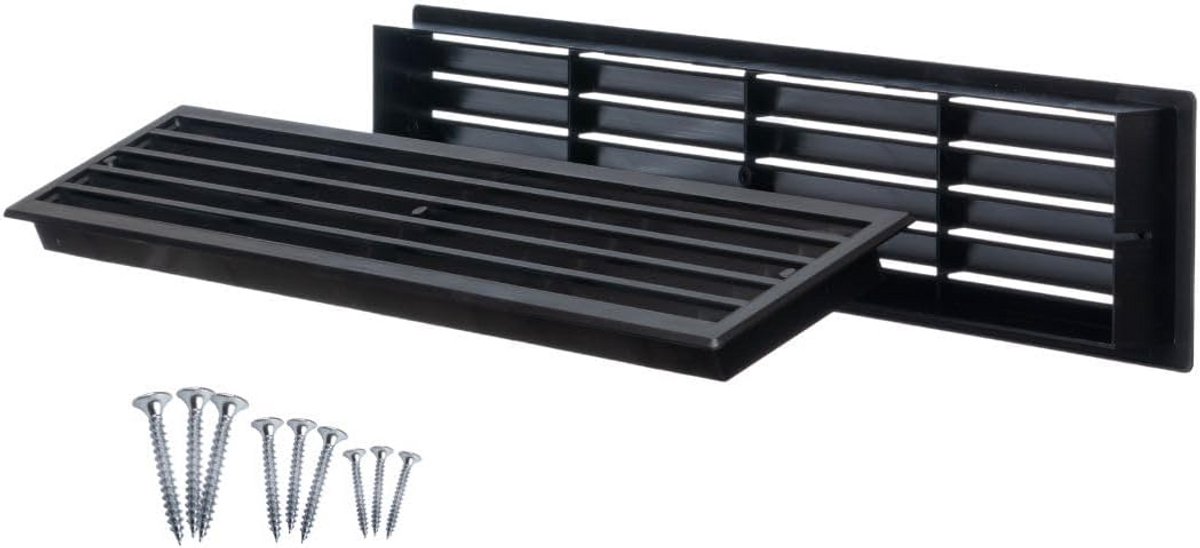 Deurventilatierooster - Telescopisch rooster - Ruimte ventileren - Verstelbare dikte - 450x92mm - Zwart