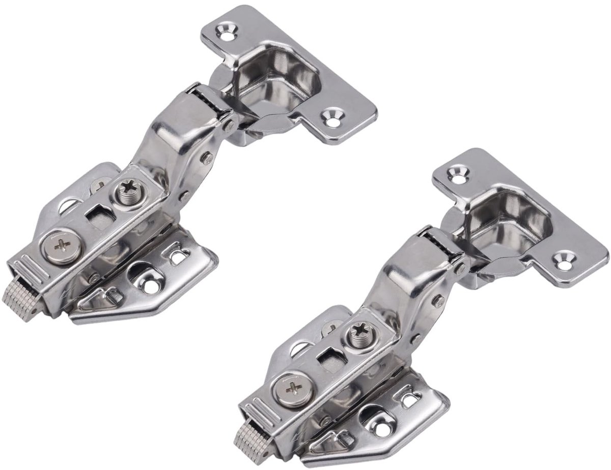 Dailygoods- Hydraulische Scharnieren 165 Graden - 2 Stuks - Roestvrij Staal - Met 12 Schroeven - Verstelbaar - Geschikt voor Keukenkasten - Kastscharnieren