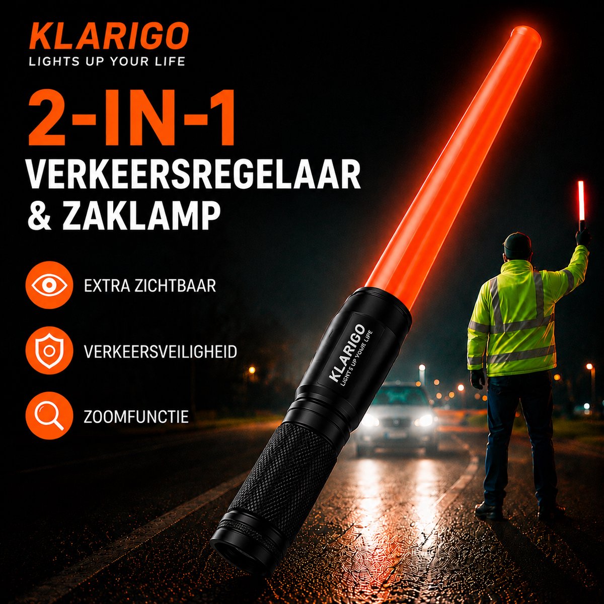 Klarigo - Zaklamp - Gevarenlicht - Morsecode - Waterdicht – Hulp Bij Ongelukken – Signaallamp - Verkeerslicht - Verkeersregelaar