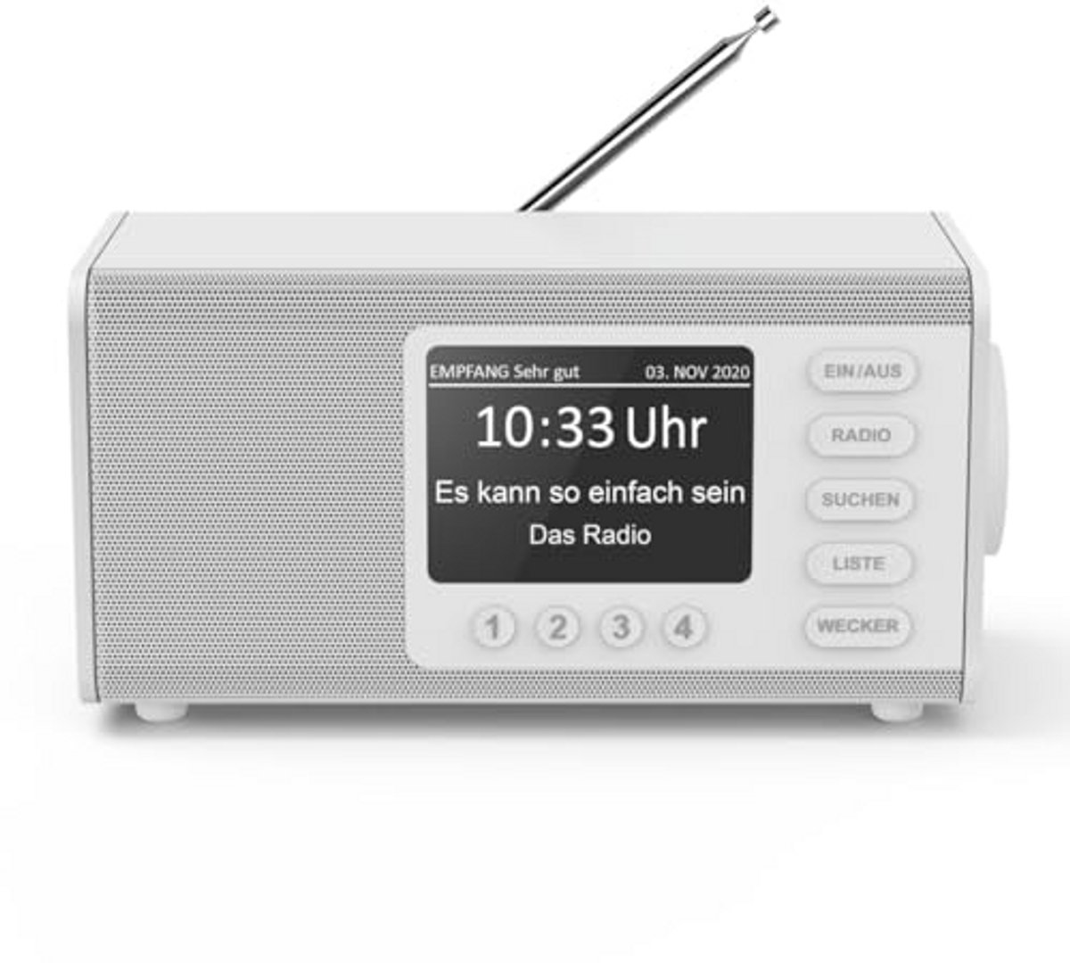Digitale Radio - Keukenradio Alarmklok - Muziek Luisteren - Grote Knoppen Display - 5W Vermogen - Wit