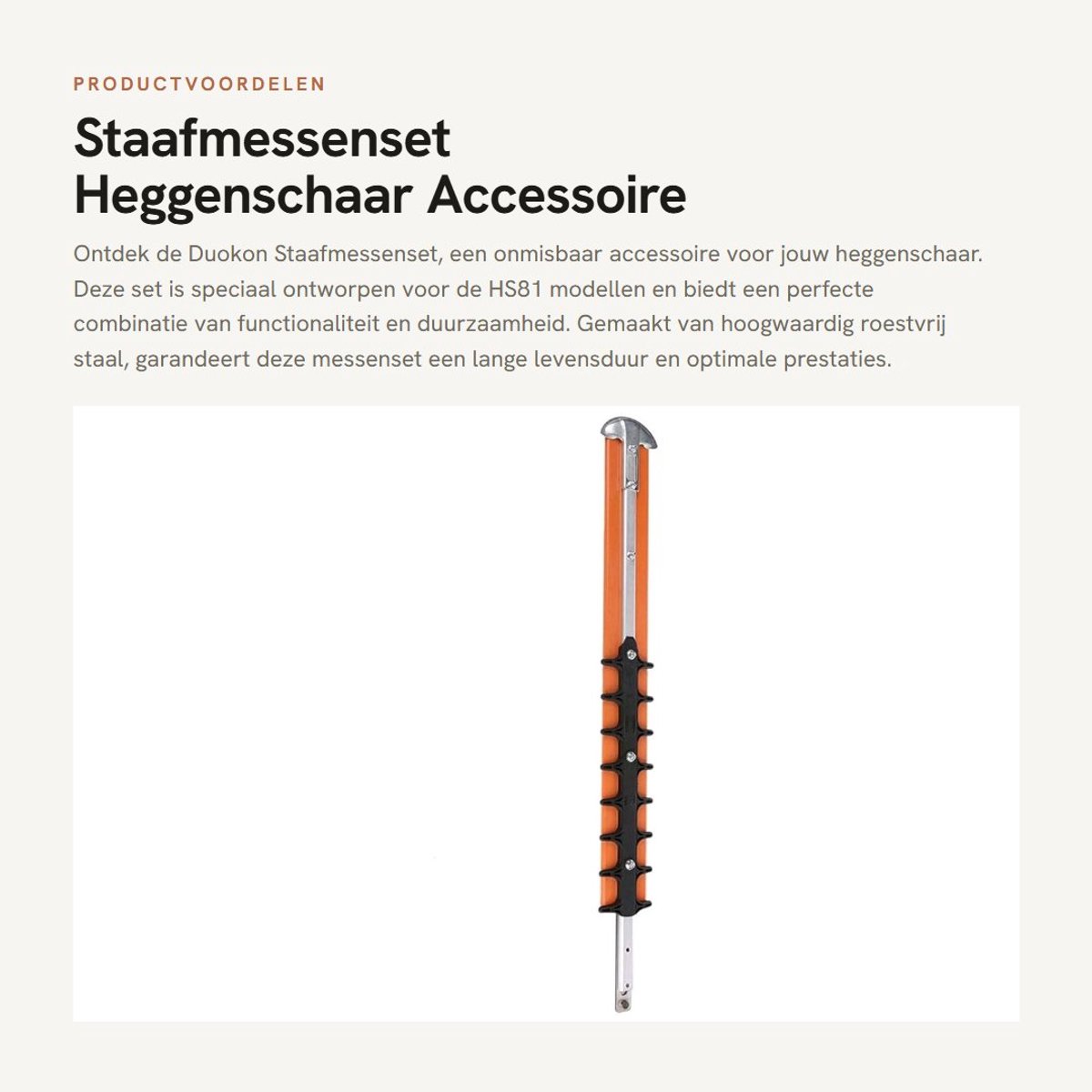 Dailygoods- Staafmessenset Roestvrij Staal - Geschikt voor Heggenschaar HS81/HS81R/HS81RC/HS81T - Duurzaam - Hoogwaardig Lemmet - Eenvoudig te Installeren - Afmetingen 77,5 x 6 cm - Heggenschaarblad