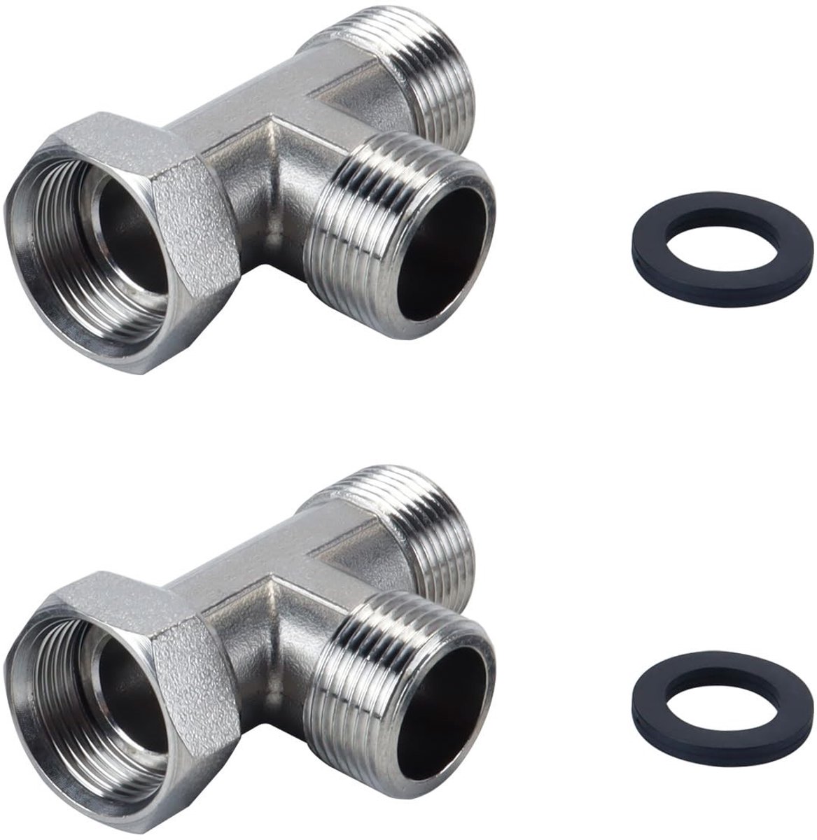 Dailygoods- T-stukconnector 3-weg - roestvrij staal 304 - flexibele beugel - BSP 3/4 inch - wandgemonteerde toepassing - gezandstraald oppervlak - T-connector