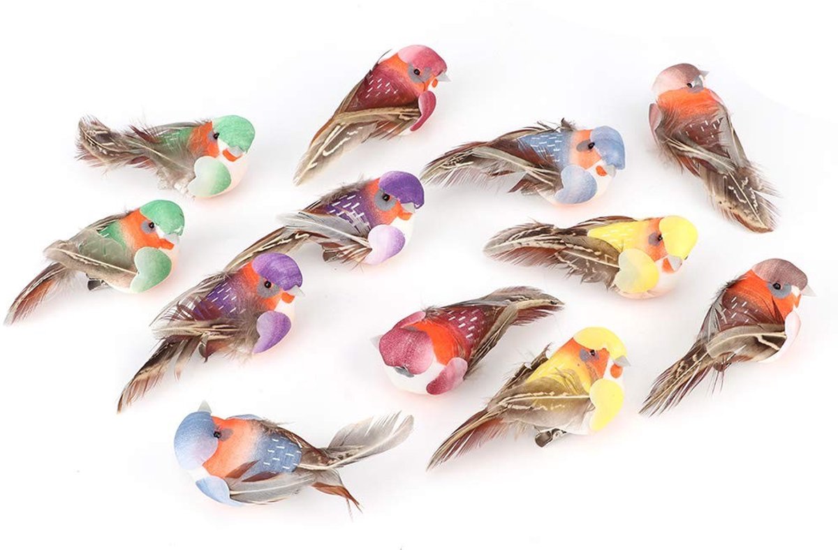 Dailygoods - Set van 12 Schattige Kunstmatige Vogels voor Decoratie