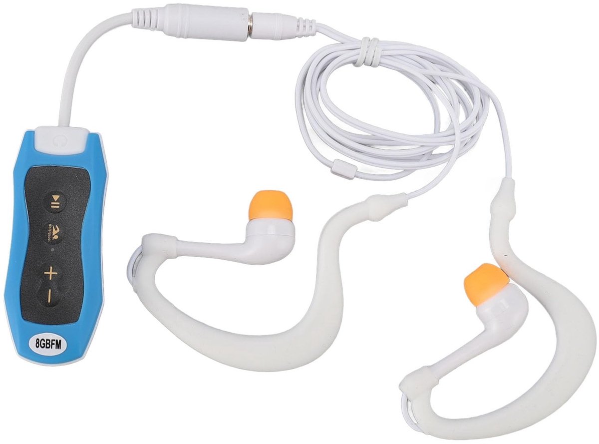 Dailygoods - Oordopjes Onderwater - Waterdichte MP3-speler - 8 Uur Speeltijd - Blauwe Hoofdtelefoon - Geschikt voor Zwemmen en Duiken - Premium Geluid