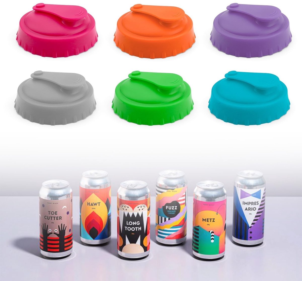 Dailygoods- Drankblikdeksel 6 Stuks - Silica Gel - Deksel voor Blikjes - Voorkomt Stof - Milieuvriendelijk - Houdt Drank Vers - Blikdeksel