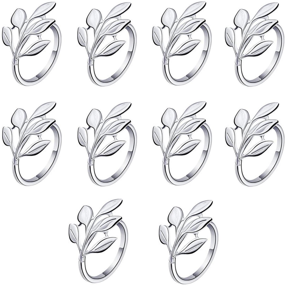 Dailygoods- Servetringen - 10 Stuks - Zilveren Metalen - Waterdicht - Roestvrij - Bladontwerp - Stijlvolle Tafeldecoratie