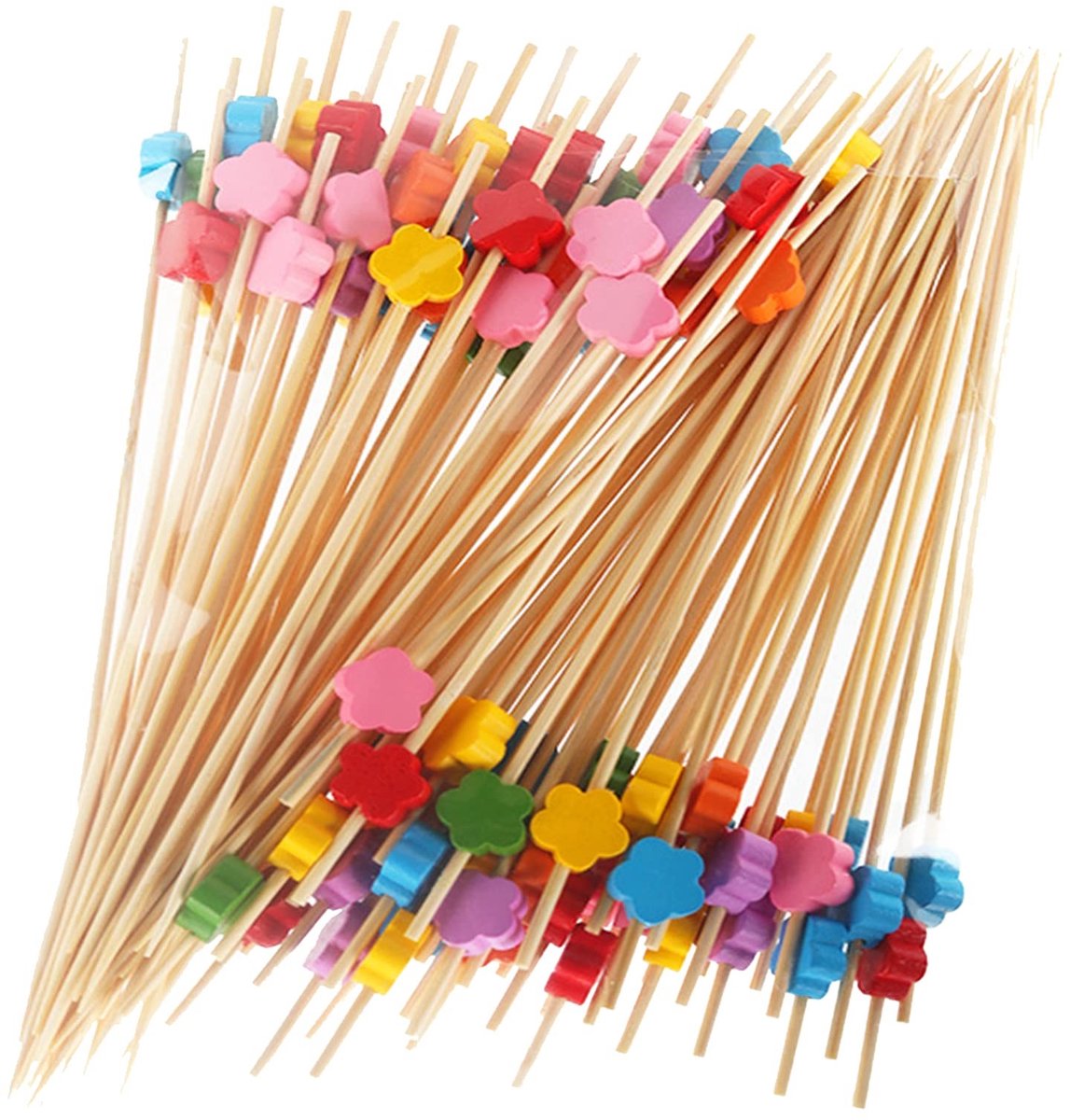 Dailygoods- Tandenstokers Houten - 100 Stuks - Cocktail Picks - Fruit Tandenstokers - Decoratief - Handgemaakt - 12 cm - Cocktailprikker