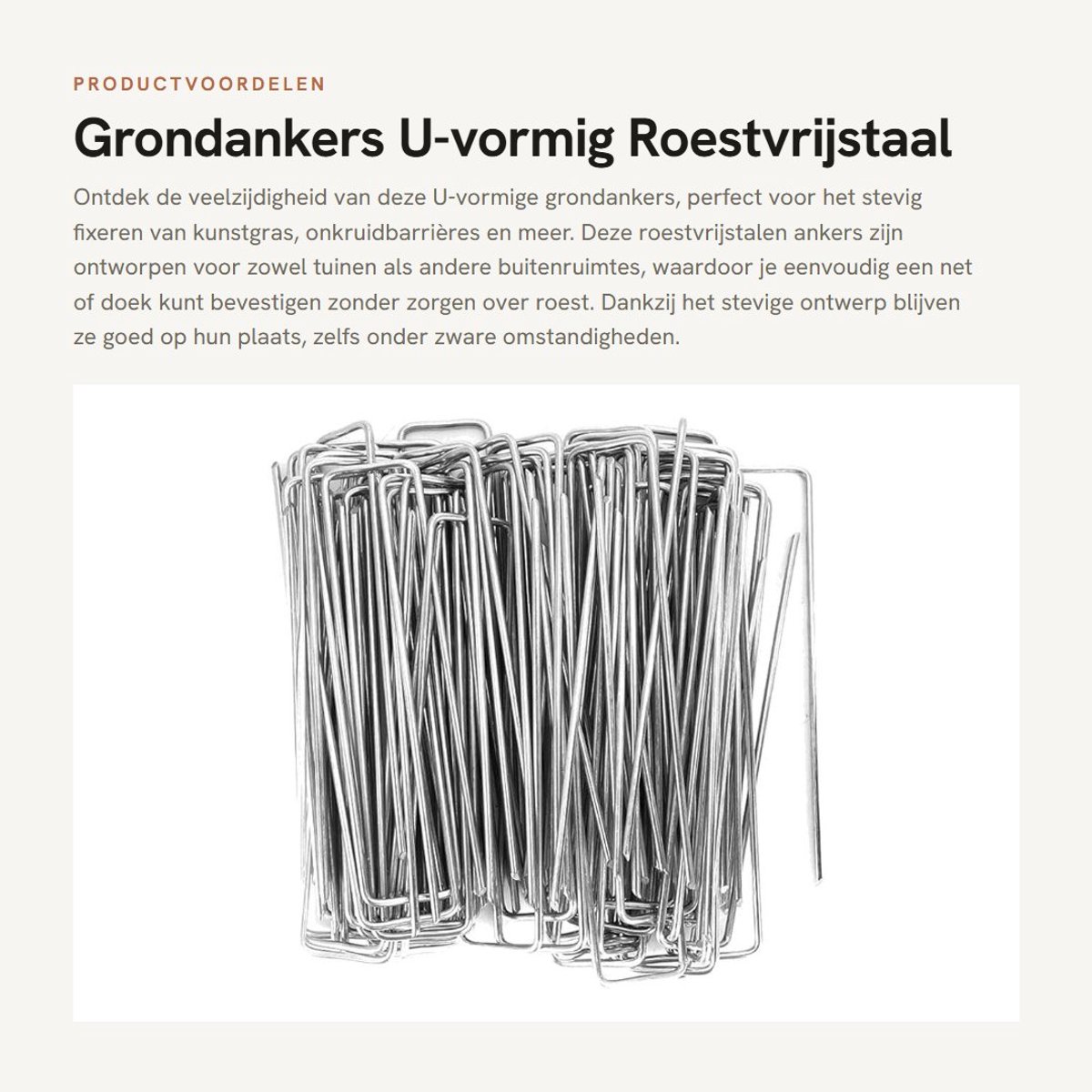 Dailygoods- Grondankers U-vormig Roestvrij Staal - 100 Stuks - 15,2 x 3,5 cm - Antiroest - Gemakkelijke Penetratie - Voor Tuin en Kunstgras Fixatie - Tuinankers