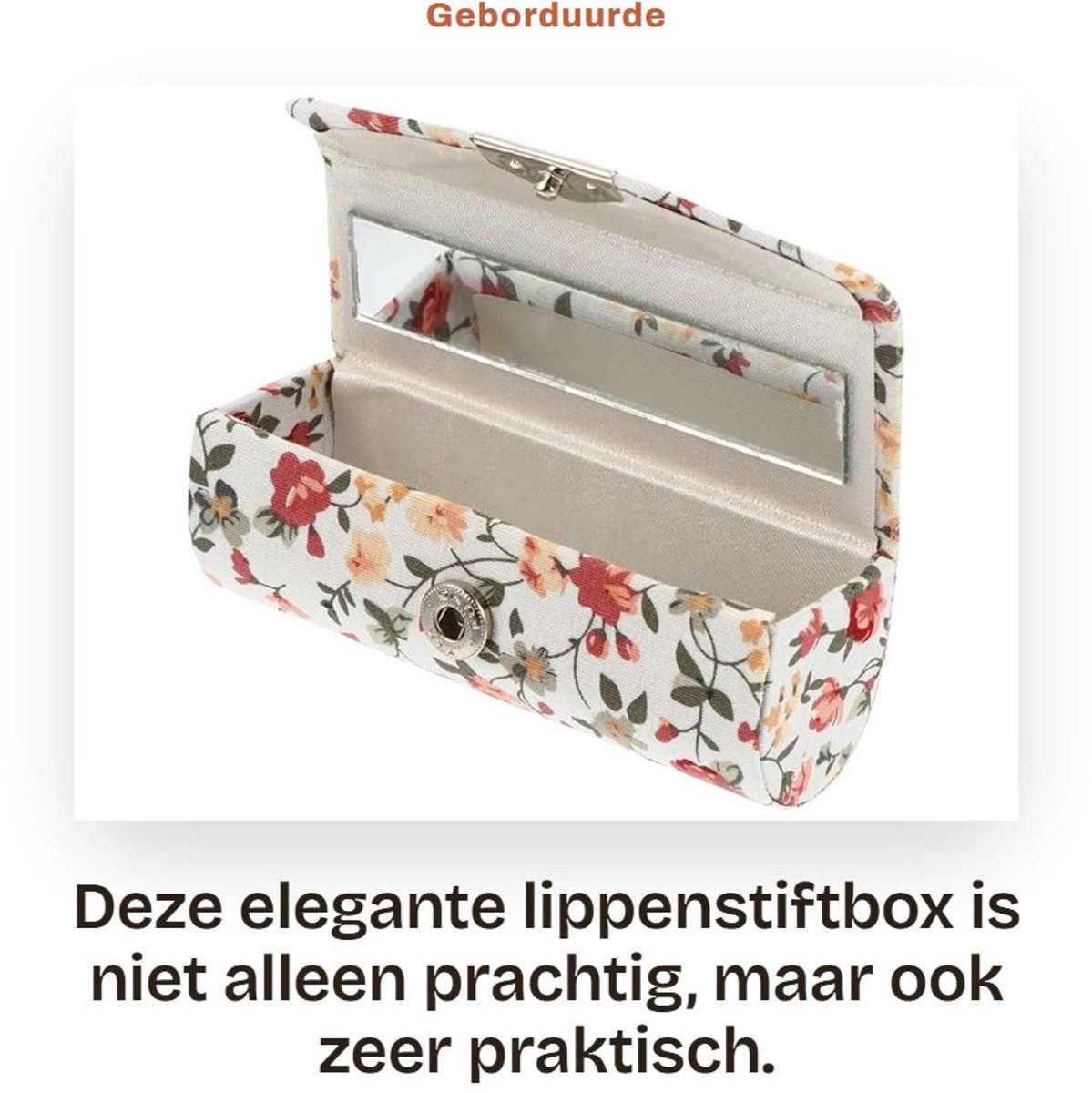 Dailygoods- Lippenstiftetui Geborduurd - Retro Bloemenpatroon - Lederen Draagbaar - Met Spiegel - Mini Cosmeticatas - Handheld Organizer
