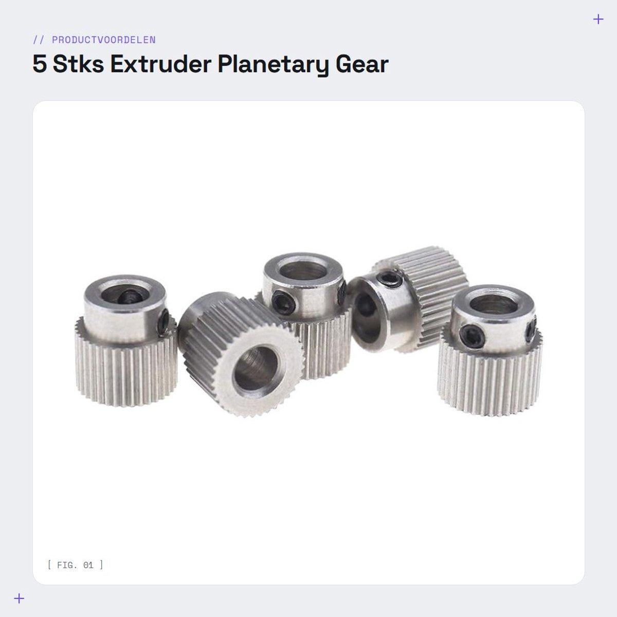 Dailygoods- Extruder Gear 5 Stuks - Aandrijfuitrusting - Roestvrij Staal - 36 Tanden - Binnendiameter 5 mm - Buitendiameter 11 mm - Aandrijfwiel