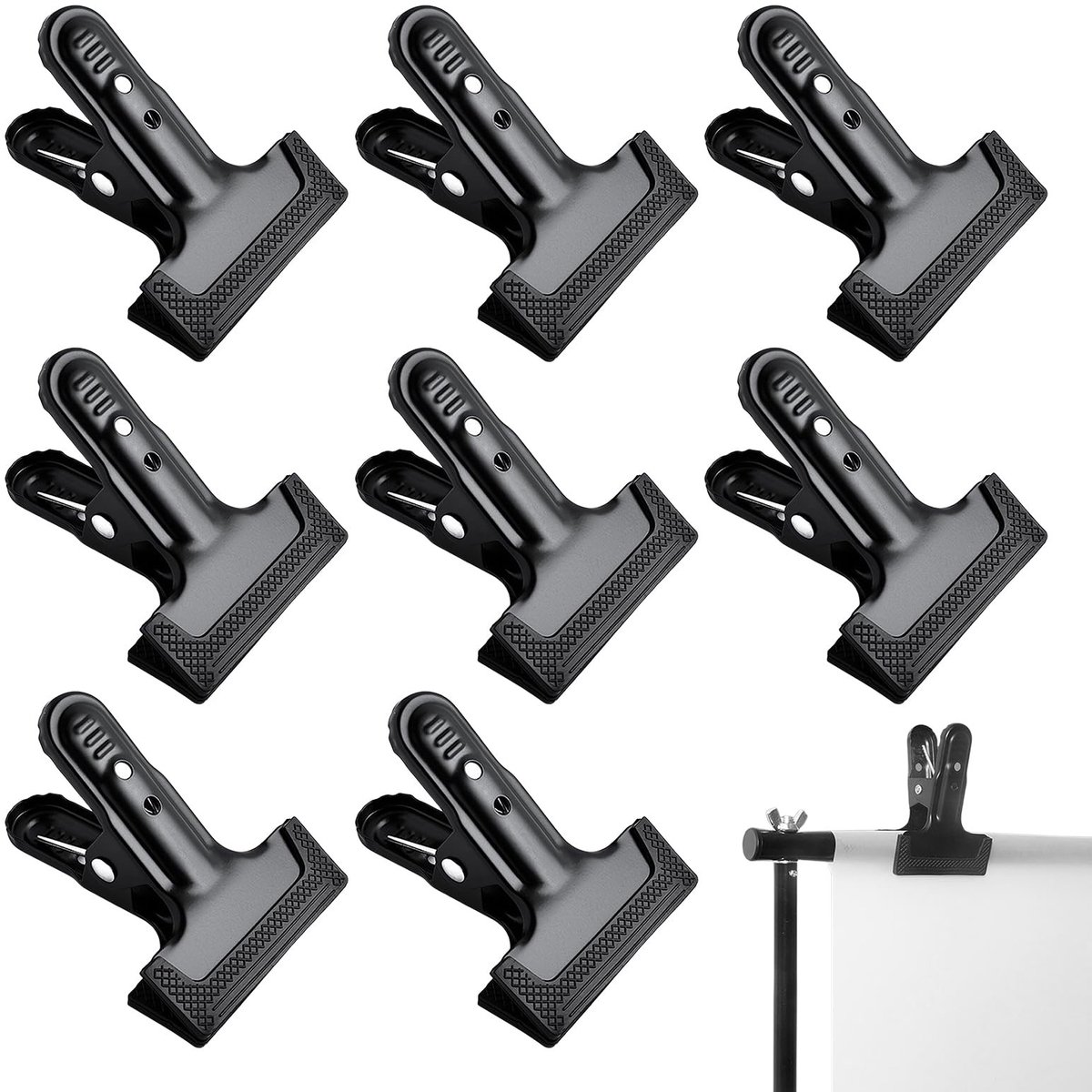 Dailygoods - Veerklemmen voor fotografie-achtergrond - 8 stuks met rubberen beschermhoes
