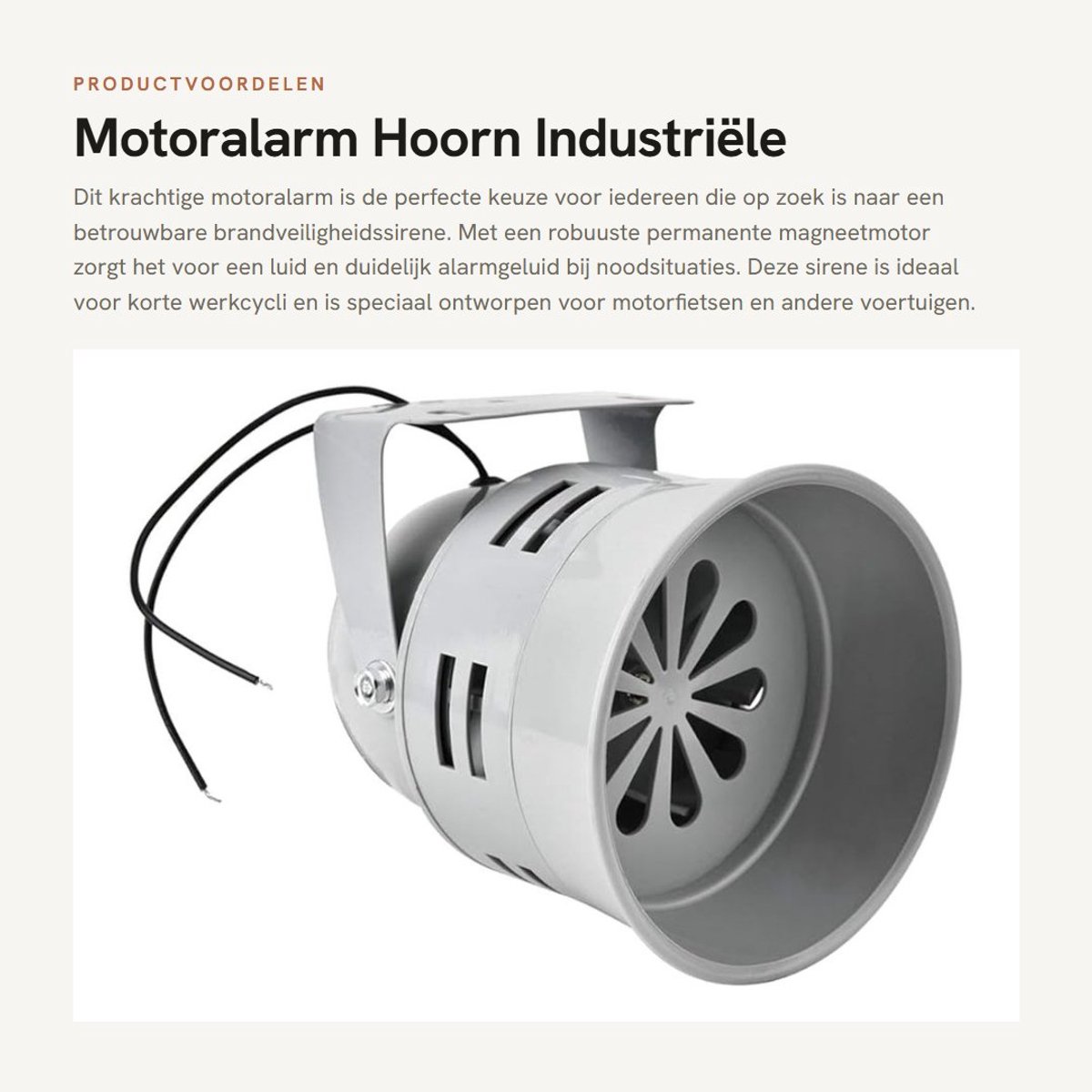 Dailygoods - Motoralarm Hoorn - Industriële Brandveiligheid Elektrische Sirene - 40W - 220V - Geschikt voor Motorfietsen - ABS Materiaal
