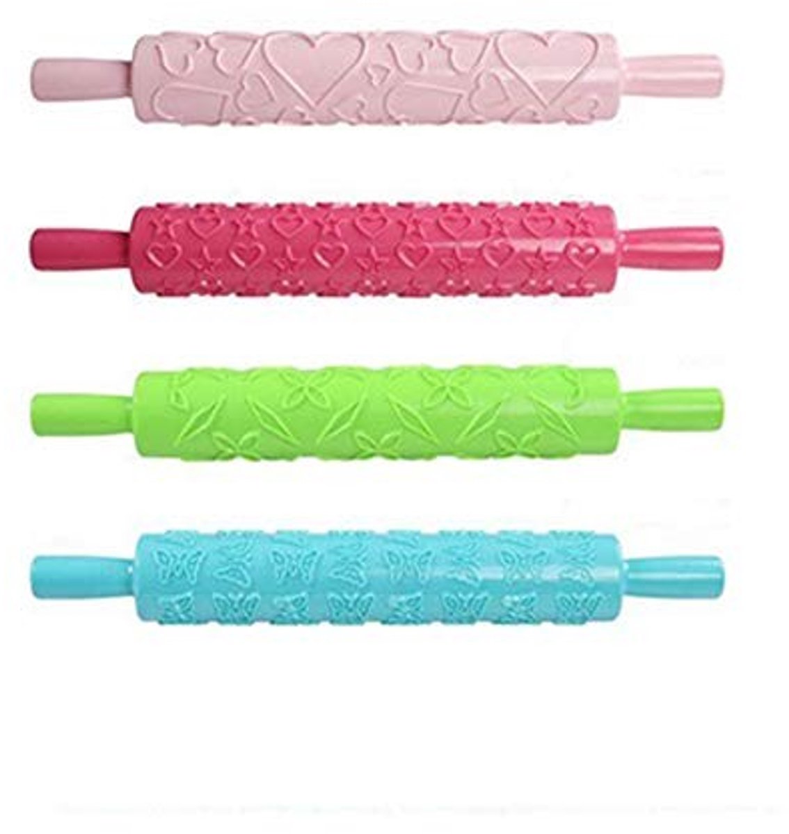 Dailygoods- Deegrollerset met 12 Patronen - Fondant Embossingtool - Antiaanbaklaag - Koekjes/Gebak - Ideaal voor Cake Bakken - Gemakkelijk te Schoonmaken - Fondantroller