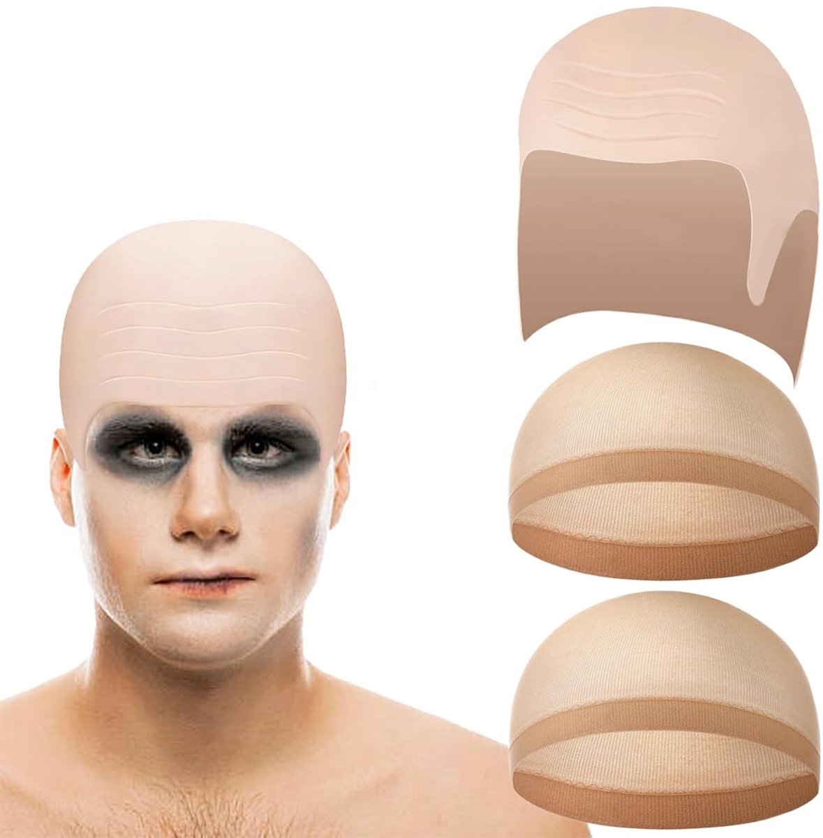 Dailygoods- Kale Muts - Latex - Cosplay/Kostuumaccessoires - Halloween - Realistisch - Aanpasbaar - Baldcap