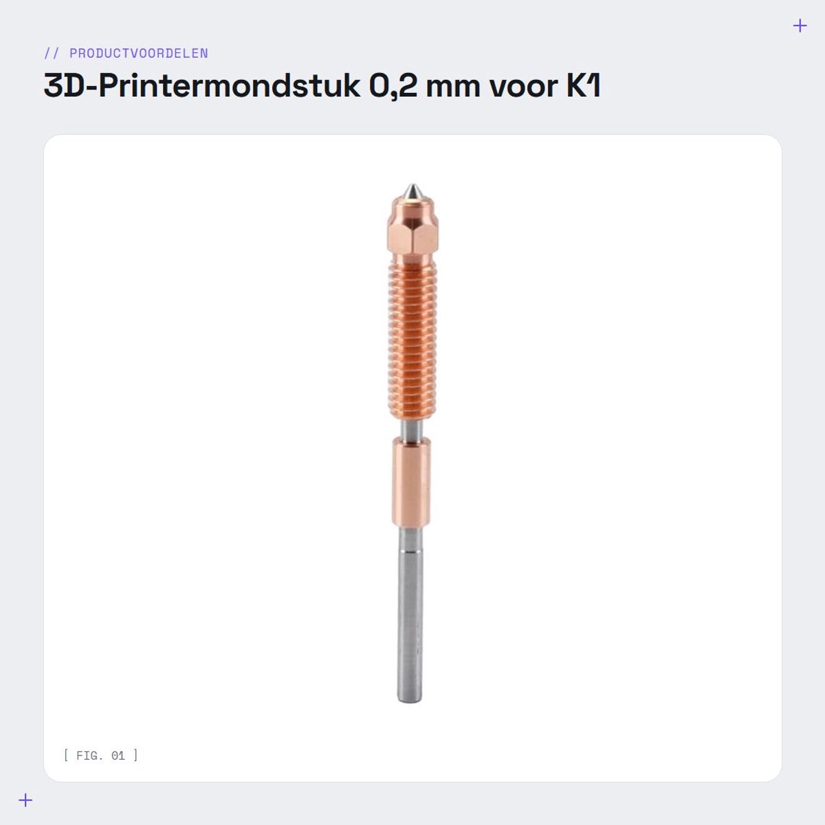 Dailygoods- 3D-printermondstukken 0,2 mm - Totale lengte 65,4 mm - Compatibel met K1 Max/K1C - Volledig metalen nozzle - Hittebestendige demper - Eenvoudige installatie en vervanging