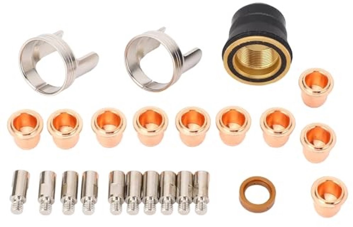 Dailygoods- Plasmasnijden Onderdeelset 24 Stuks - Snijmachine Accessoires - Elektroden/Wervelringen - Afschermdoppen/afstandhouders - Onderhoudskosten Verlagen - Prestaties Garanderen - Snijonderdelen