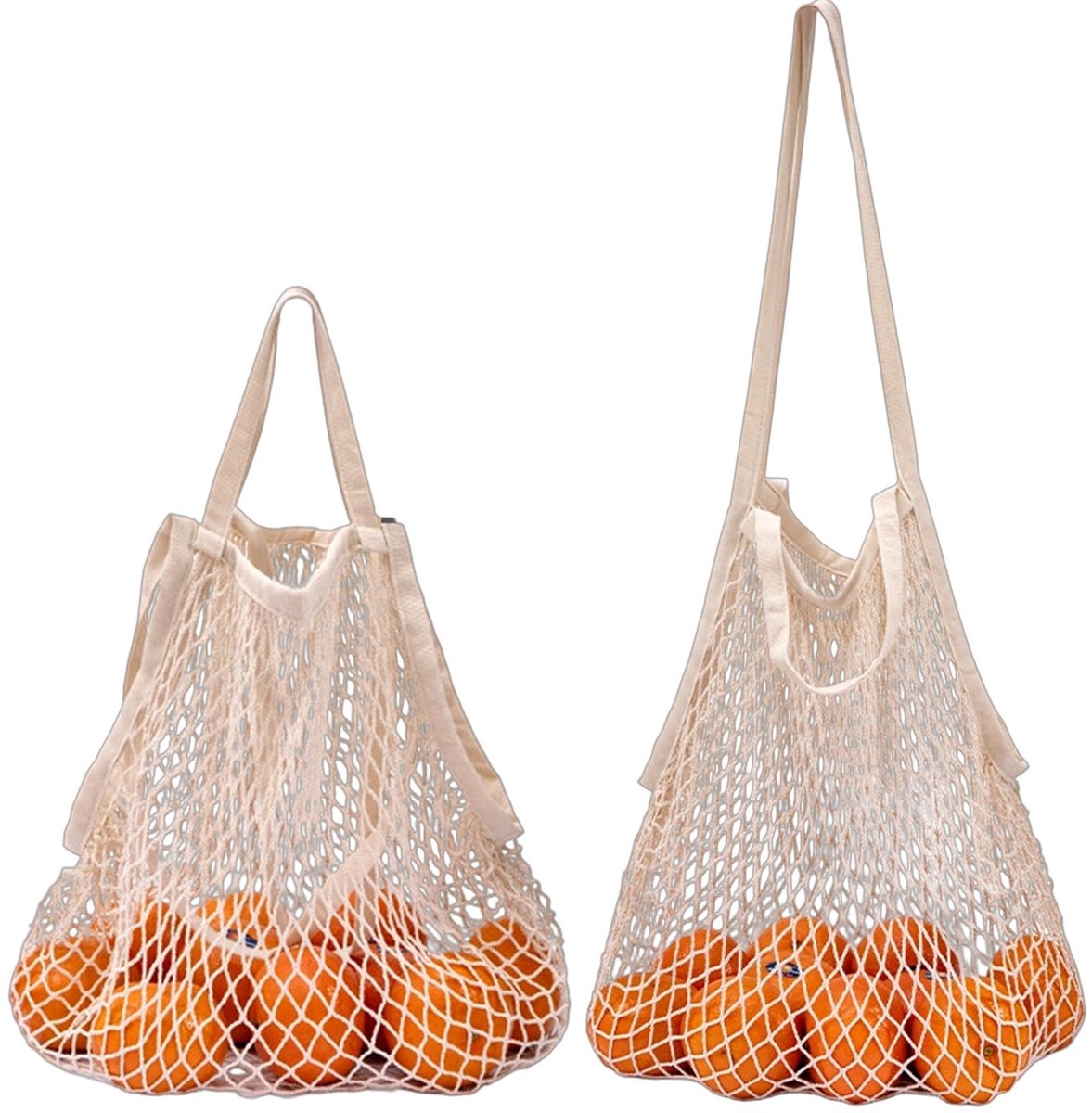 Dailygoods- Boodschappentas herbruikbaar 42x38cm - Opvouwbare tas - Katoenen net tas - Lichtgewicht boodschappentas - Draagcapaciteit 10 kg - Lange hengsels - Draagtas