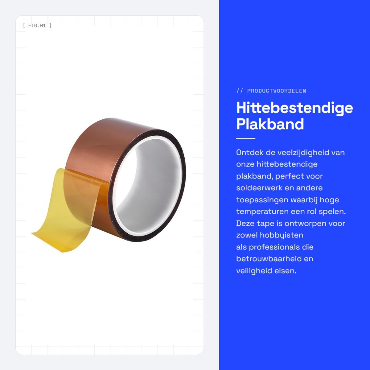 Dailygoods - Hittebestendige Plakband - Soldeerchip-lastape - Hoge rekbaarheid - 50 mm breed - Hittebestendige tape - Veiligheid gegarandeerd - Geschi...