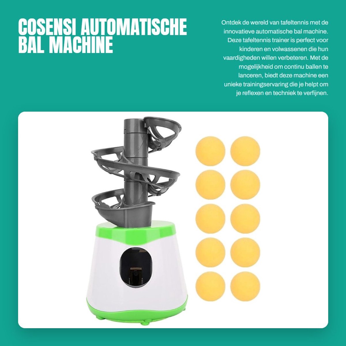 Dailygoods - Automatische Bal Machine - Tafeltennis Trainer - Verbeter je vaardigheden - Compact formaat - Speelplezier voor kids - Ideaal voor traini...
