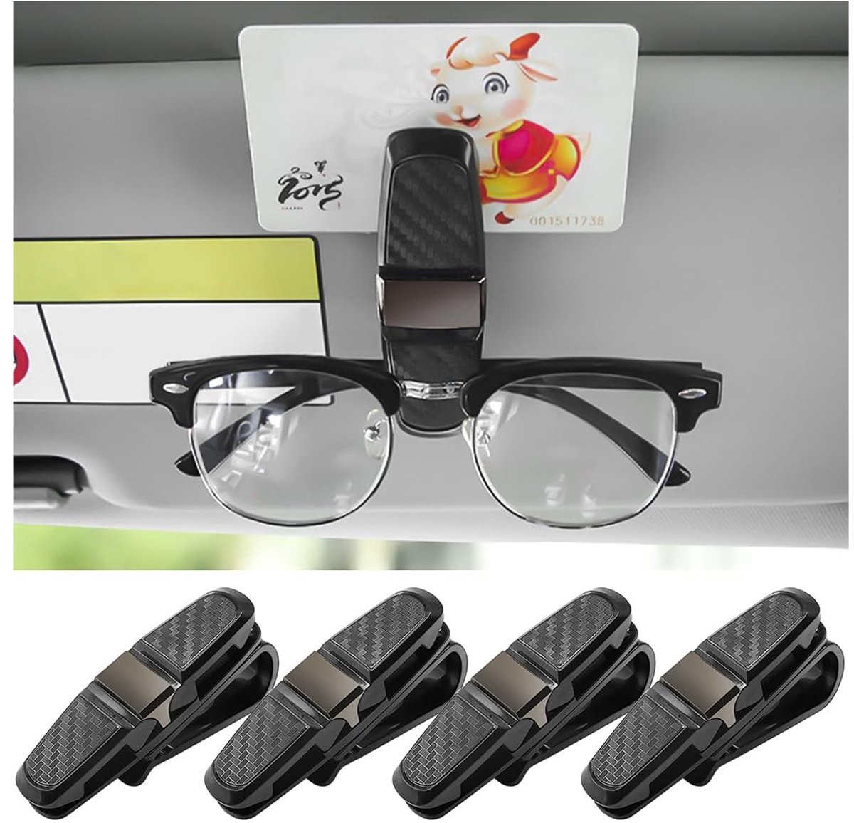 Dailygoods- Zonnebrilhouder Hoge Kwaliteit - Brilhouder - Zonnebrilhouder Auto - Dubbelzijdige Clip - Magnetische Clip - Auto-accessoires - Brilclip