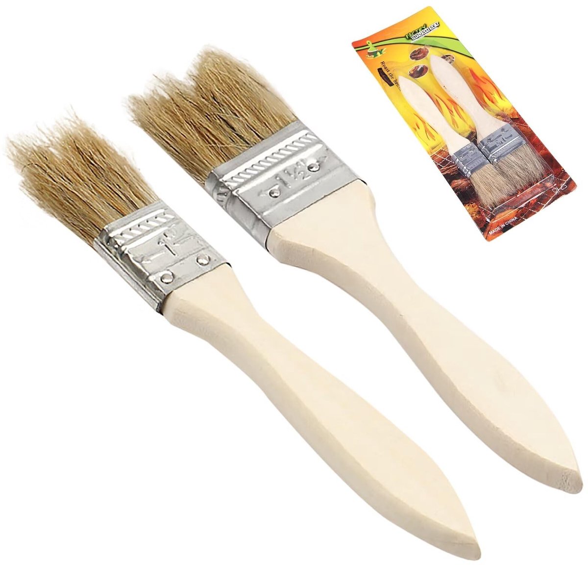 Dailygoods- Bakkwasten - Hittebestendig - Keukenkwasten - Natuurlijke Haren - Lange Houten Handgreep - Duurzaam Materiaal - Keukenborstel