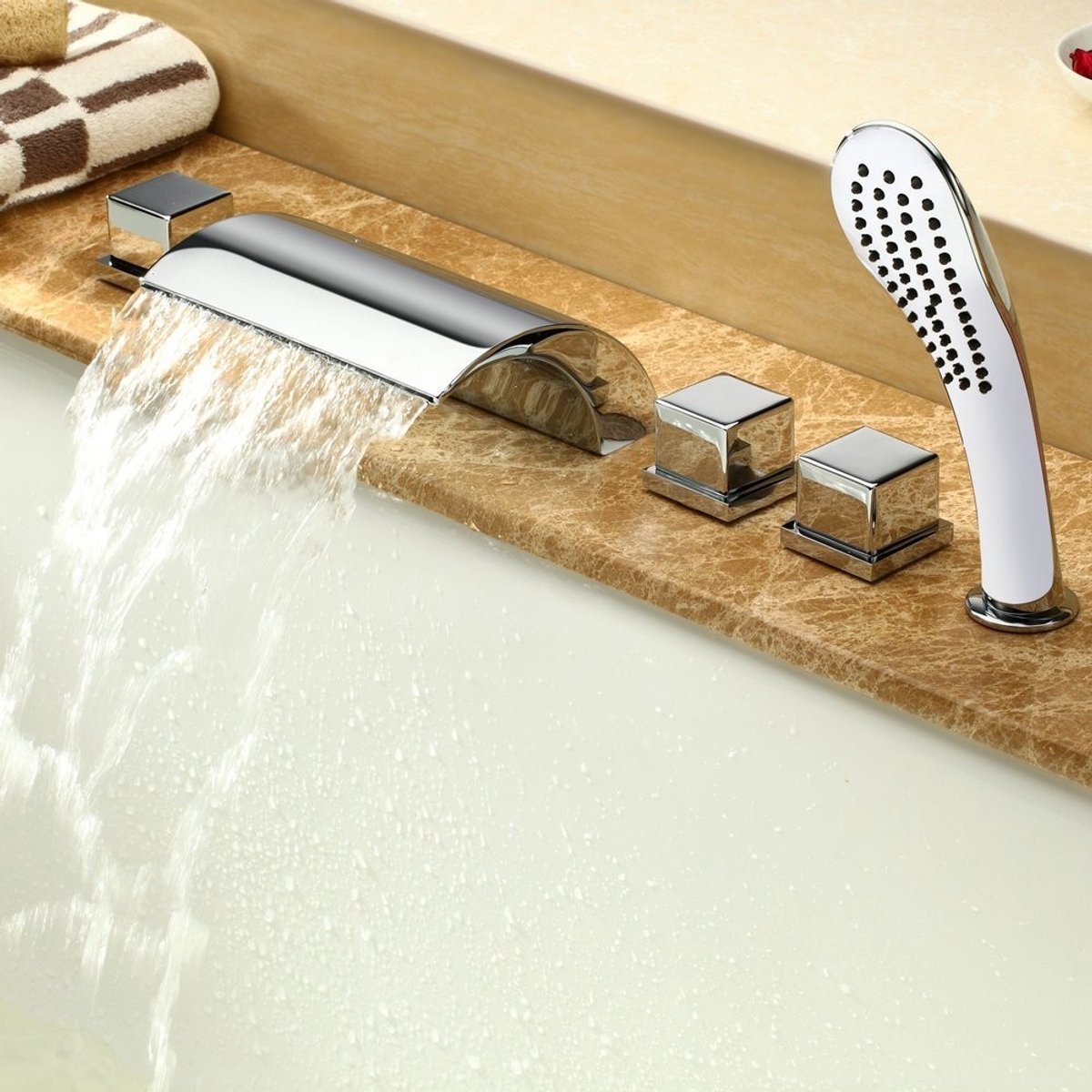 Dailygoods- Mengkraan Waterval - Douchekop Uittrekbaar 1,2 m - Handdouche Set - Bad Douche