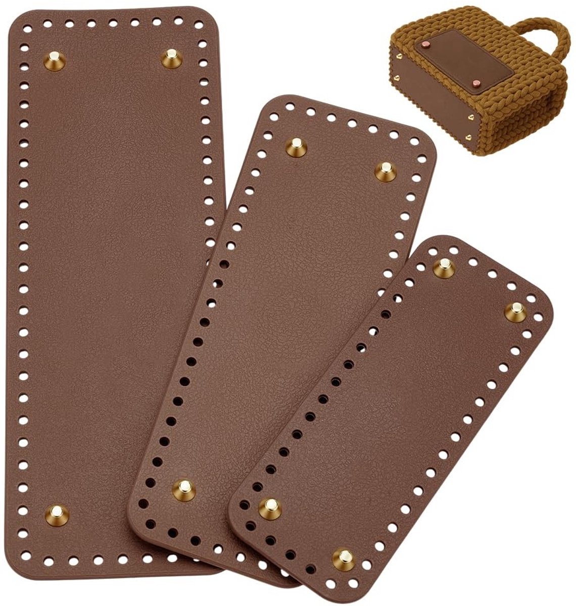 Dailygoods - 3 Maten Gehaakte Handtas Bodem Kunstleer Tas Basis - 3 stuks/kit
