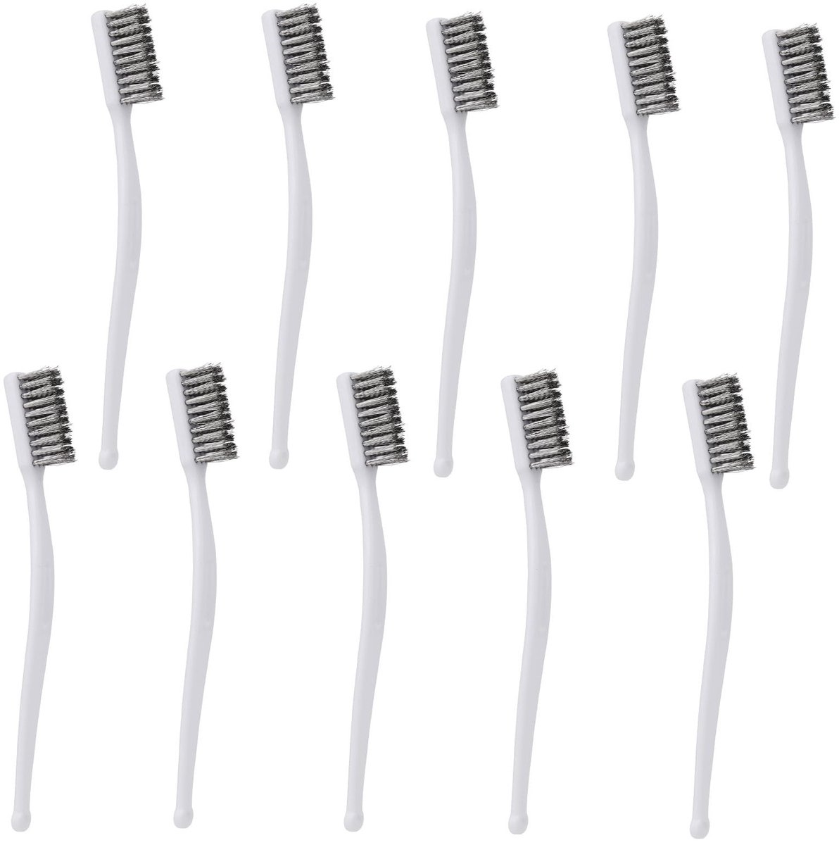 Dailygoods- Staalborstels Set van 10 - Draadborstels 18,3 cm - Roestvrij Staal - Kunststof Handvat - Voor Reinigen en Roestverwijdering