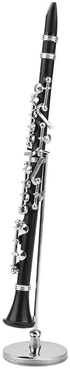 Dailygoods- Klarinetornament 16cm - Muziekdecoratie - Miniatuur Instrument - Decoratiedisplay - Steun - Duurzaam Vakmanschap