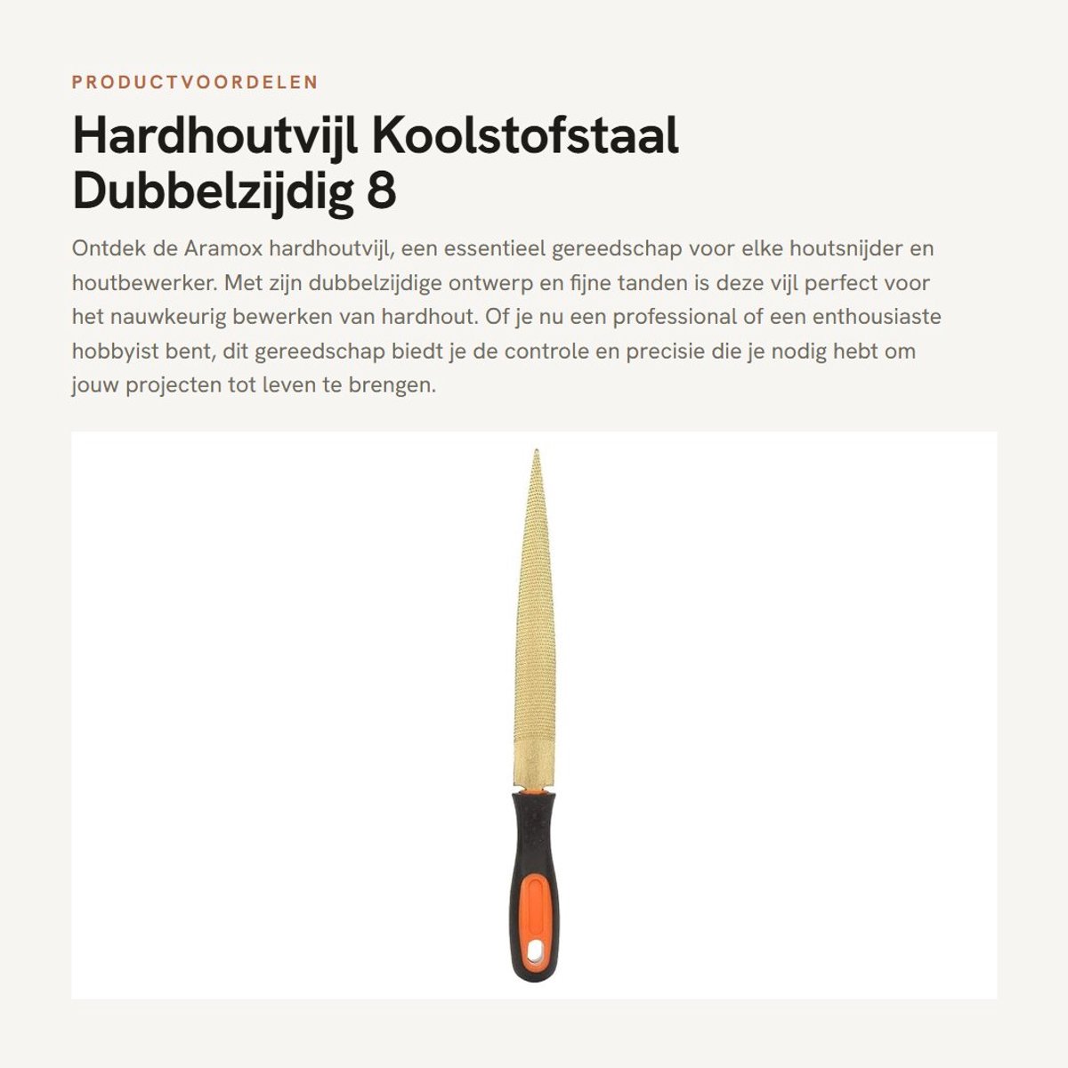 Dailygoods- Hardhoutvijl Dubbelzijdig - Koolstofstaal - Houtsnijgereedschap - Fijne Tanden - 8 Inch - Handgereedschap - Vijl