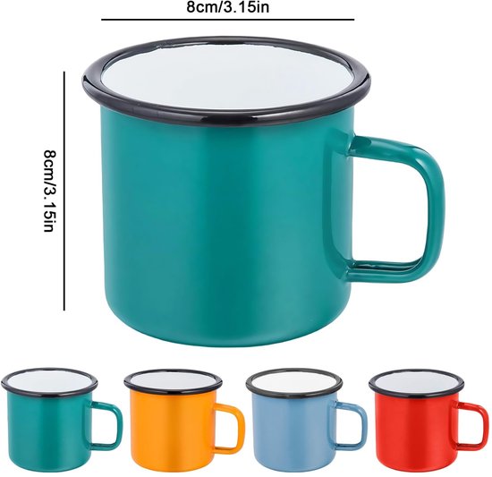 Dailygoods - 4-delige Set Emaille Koffiemokken - Draagbare Drinkbekers voor Camping en Thuis — afbeelding 4
