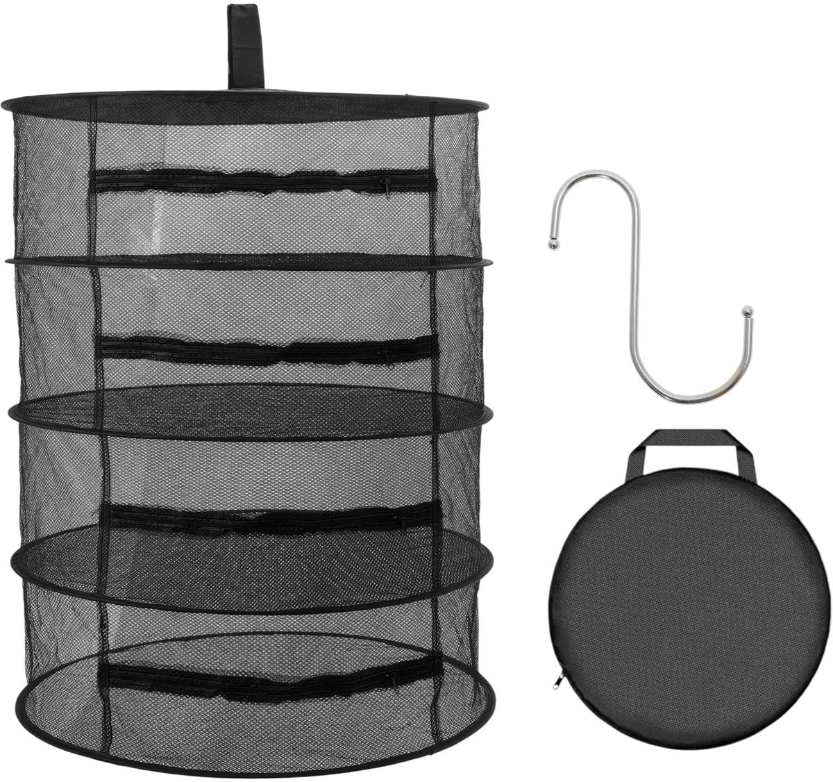 Dailygoods- Kruidenafdruiprek 4-laags - Opvouwbaar - Afdruiprek voor kruiden/planten - Duurzaam net - Geschikt voor tuinders/kwekers - Stabiliteit bij volledige belasting - Plantendroger