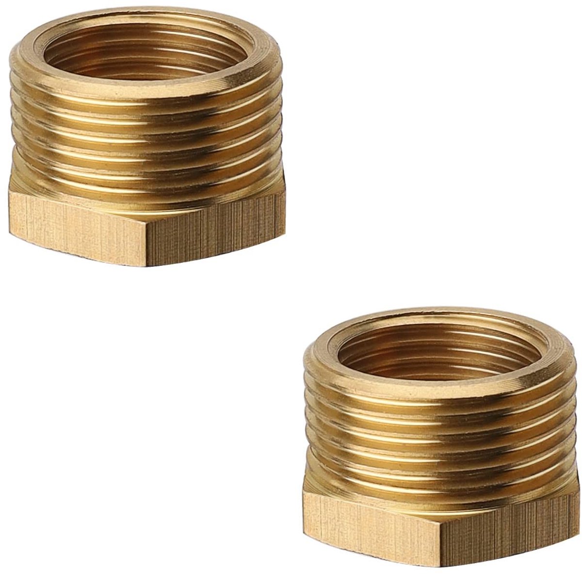 Dailygoods- Verloopstuk Messing - Verloopnippel 3/4 inch naar 1/2 inch - Schroefdraadfitting - 2 Stuks - Voor Gas/Vloeistoffen - Hoogwaardige Kwaliteit